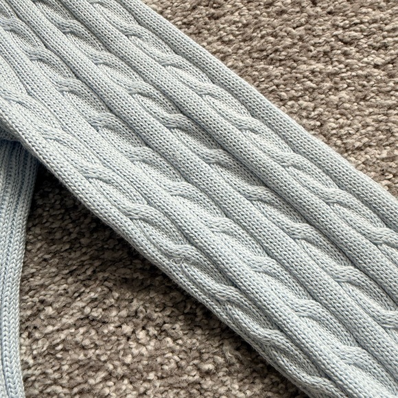 Ralph Lauren Sky Blue Cable Knit Cardigan with Silver logo and Zipper Details - Picture 6 of 8